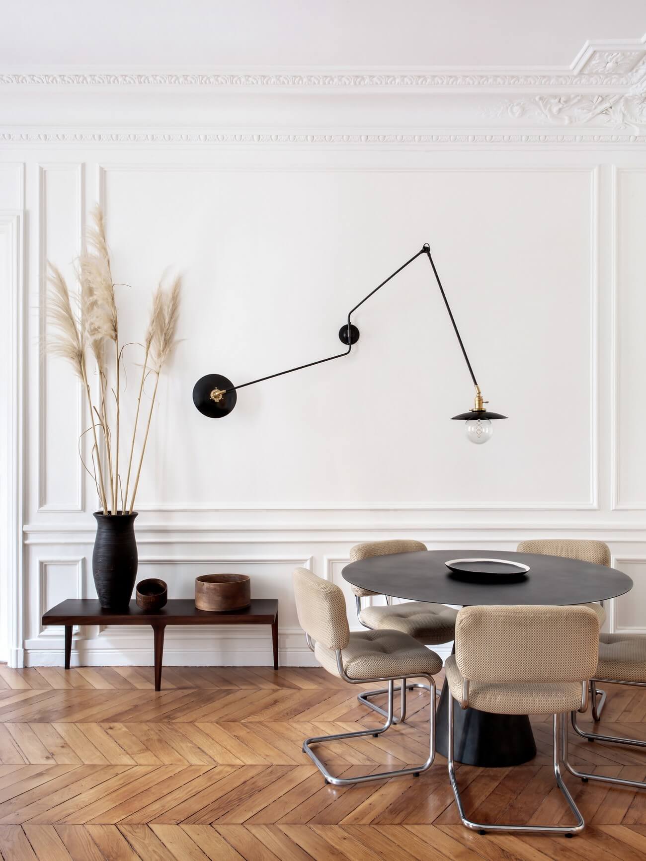 French swing arm double wall lamp industrial design